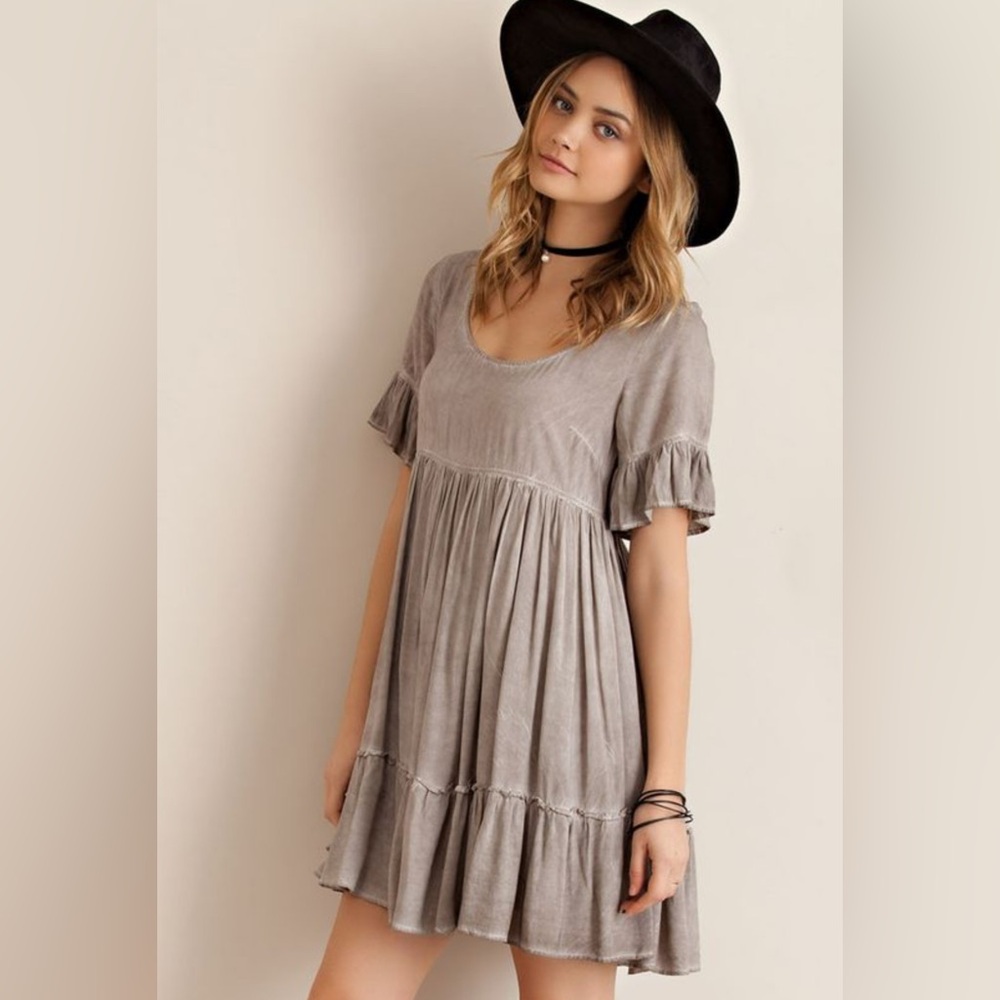 Entro Gray Ruffle Dress Size Small - Picture 11 of 11